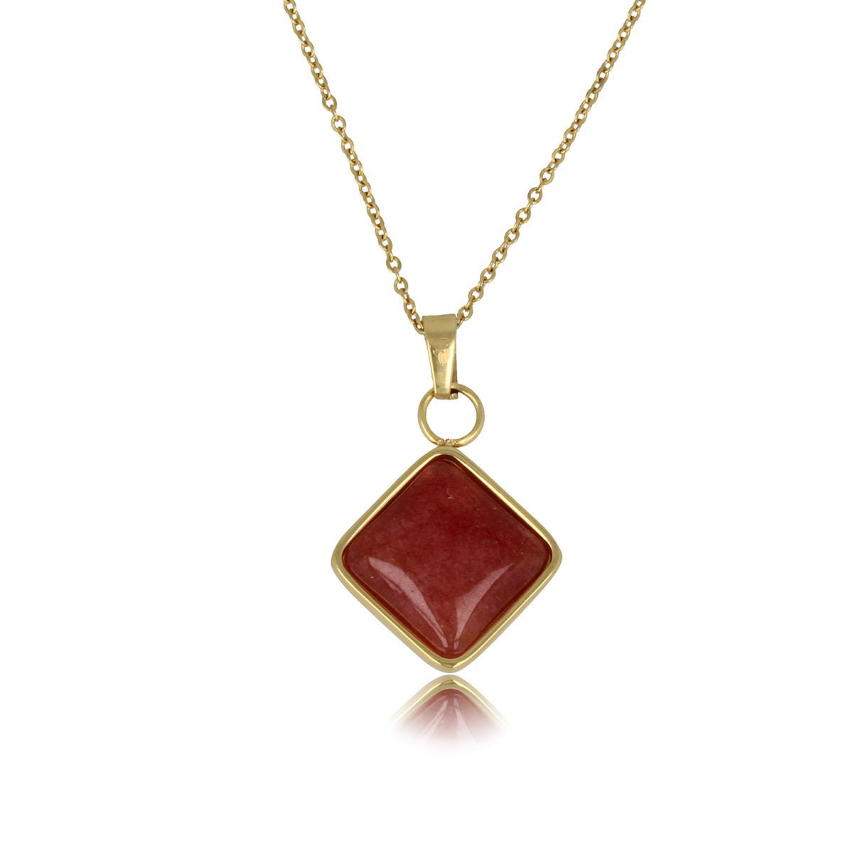 Gouden Ketting met Red Aventurine Hanger - Uniek Design - My Bendel