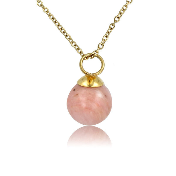 Gouden ketting met Rhodonite edelsteen balletje - My Bendel