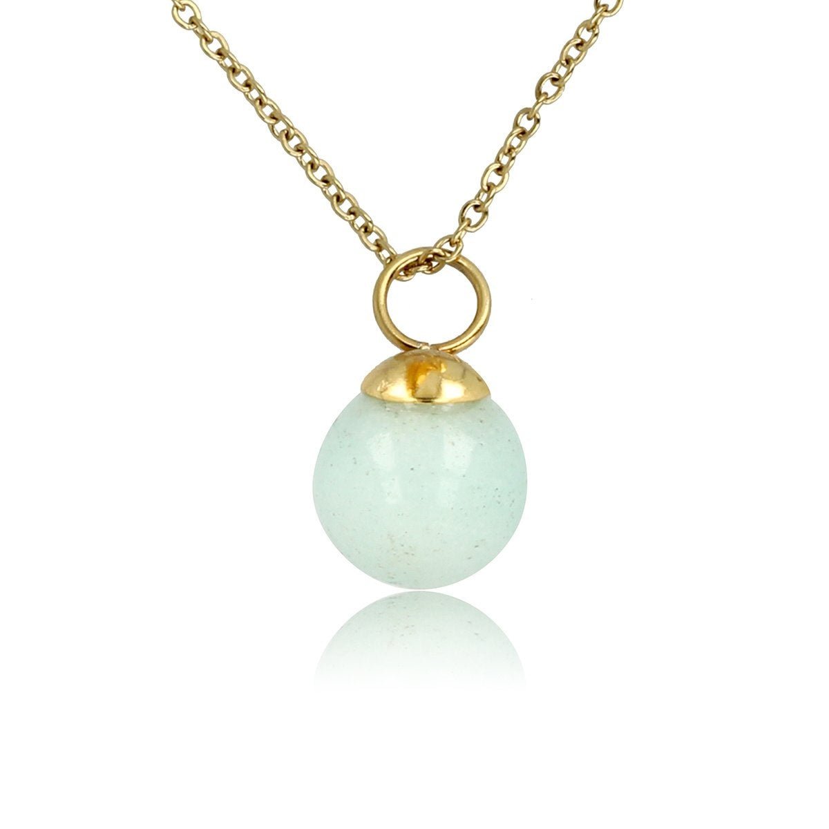 Gouden ketting met ronde Amazonite edelsteen - My Bendel