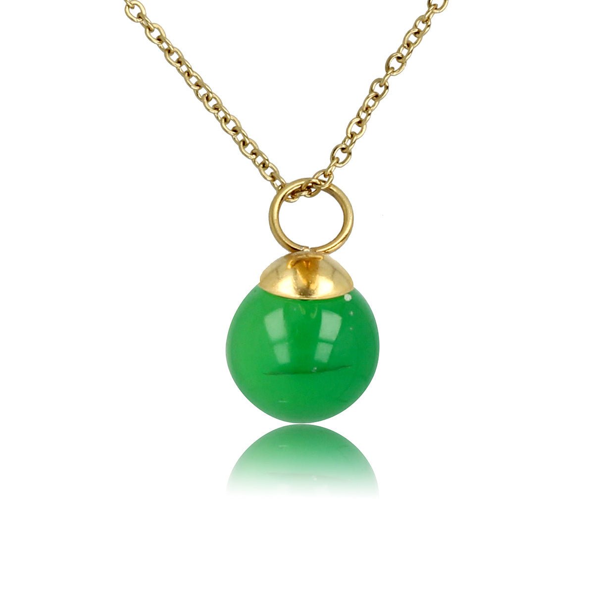 Gouden ketting met ronde Green Agate edelsteen - My Bendel