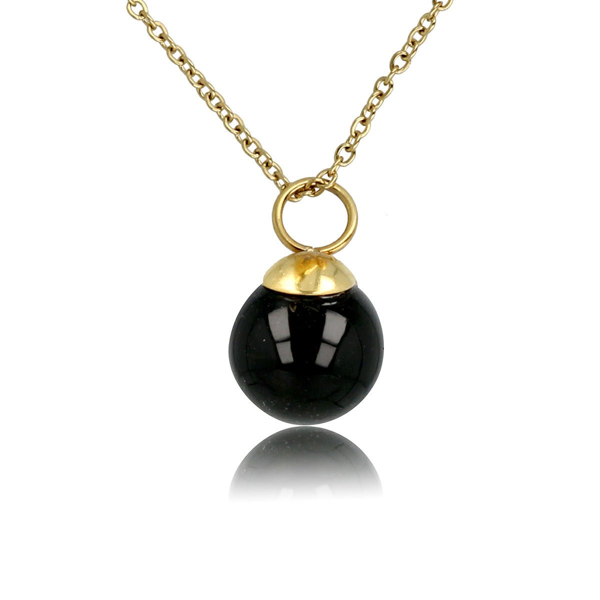 Gouden ketting met ronde Onyx edelsteen - My Bendel