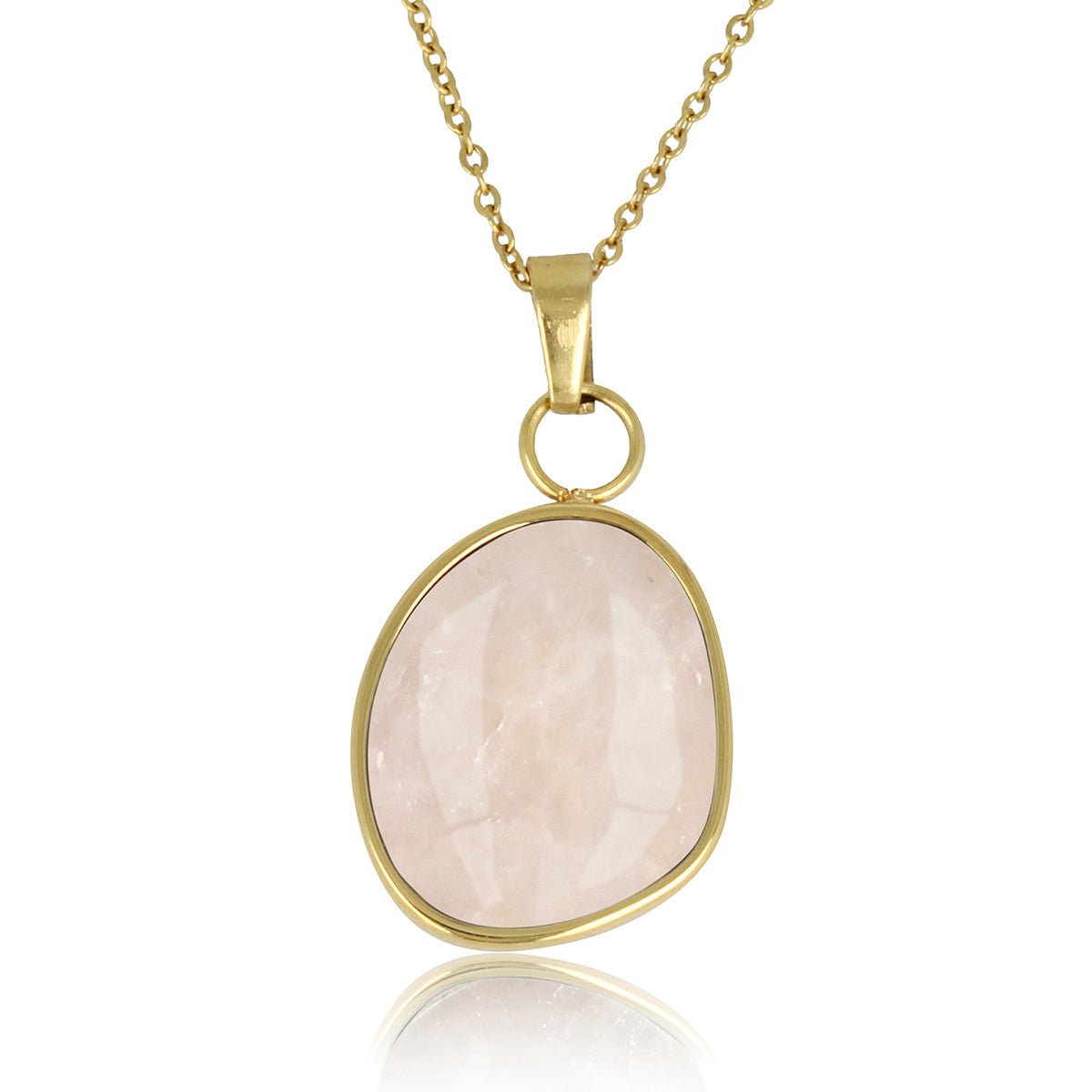 Gouden Ketting met Rose Quartz Hanger - Unieke Edelsteen - My Bendel