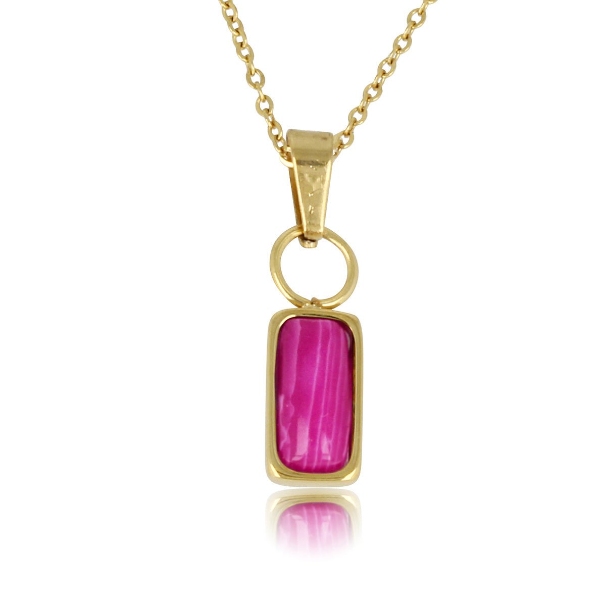Gouden Ketting met Rose Stripe Agaat Hanger - My Bendel