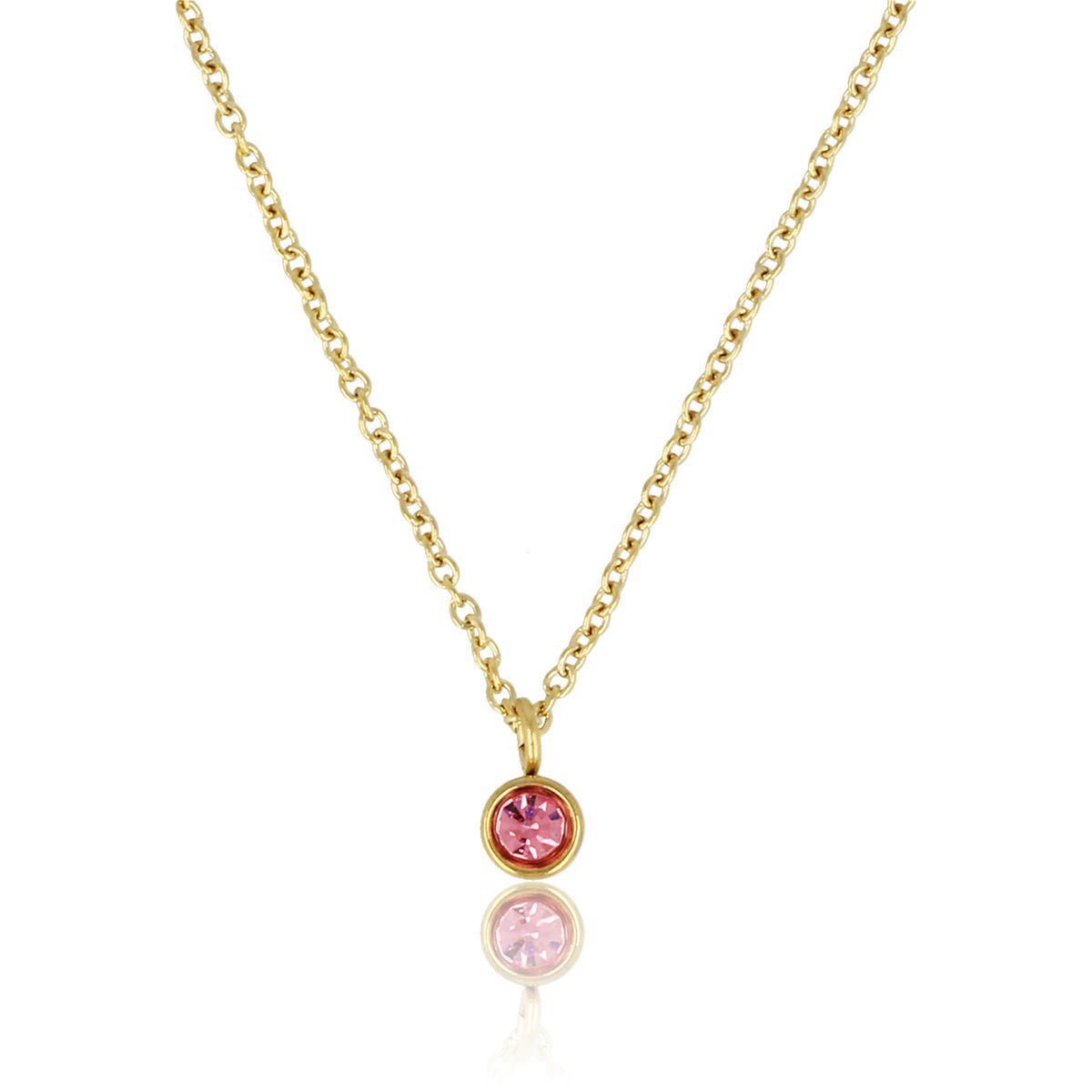 Gouden Ketting met Roze Zirkonia Steentje - Verkleurt Niet - My Bendel