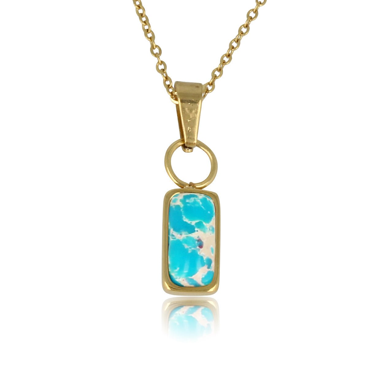 Gouden Ketting met Smalle Blue Howlite Hanger - My Bendel