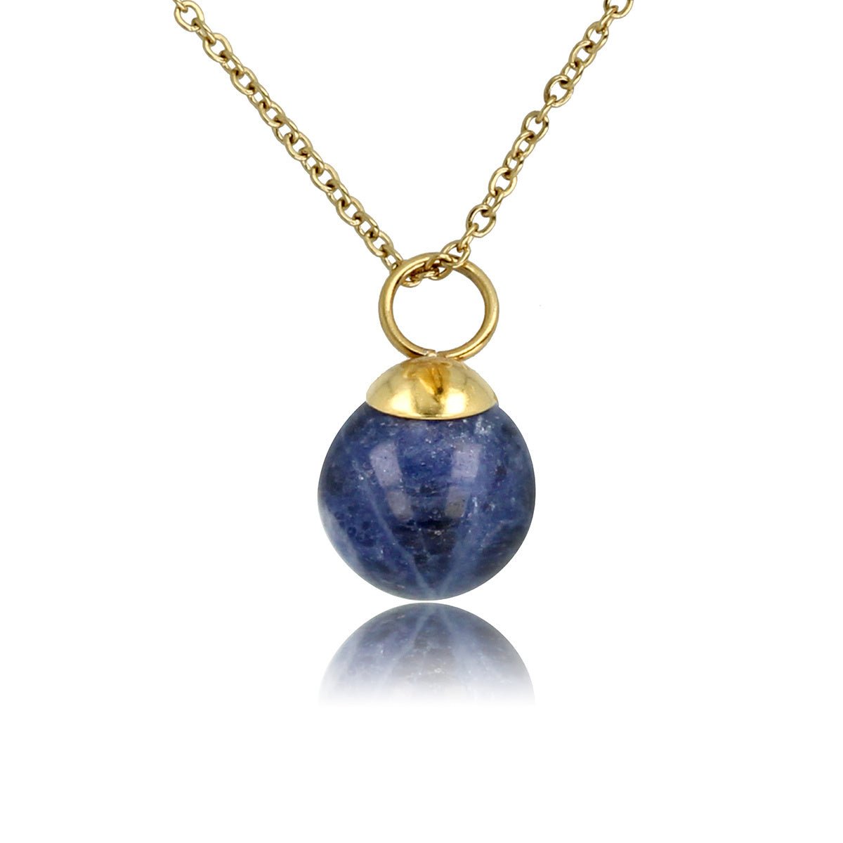 Gouden ketting met Sodalite edelsteen balletje - My Bendel