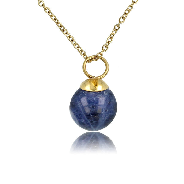 Gouden ketting met Sodalite edelsteen balletje - My Bendel