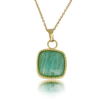 Gouden Ketting met Vierkante Amazonite Hanger