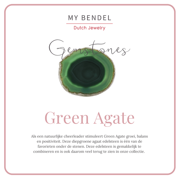 Gouden Ketting met Vierkante Green Agate Hanger - My Bendel