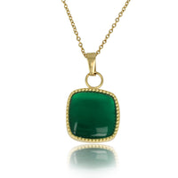 Gouden Ketting met Vierkante Green Agate Hanger