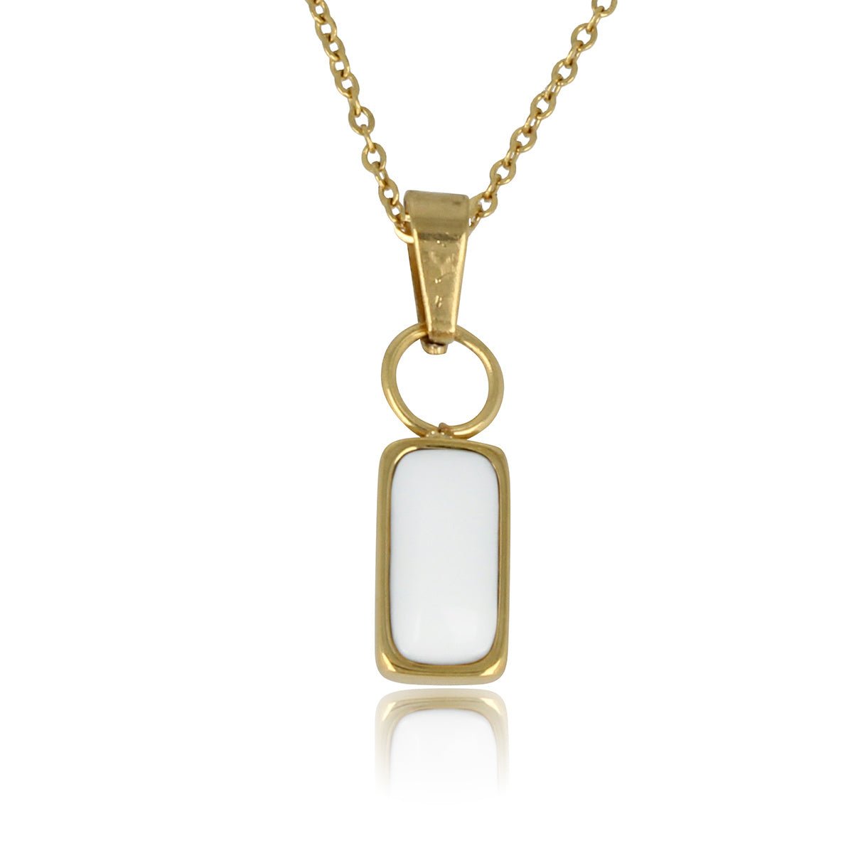 Gouden Ketting met White Aventurine Hanger - My Bendel