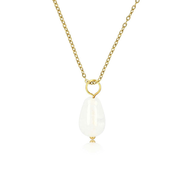 Gouden Ketting met White Aventurine Peervormige Hanger - My Bendel