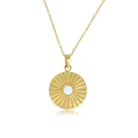 Gold Chain with White Aventurine Sun Charms Pendant