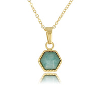 Gouden ketting met zeshoekige Amazonite hanger