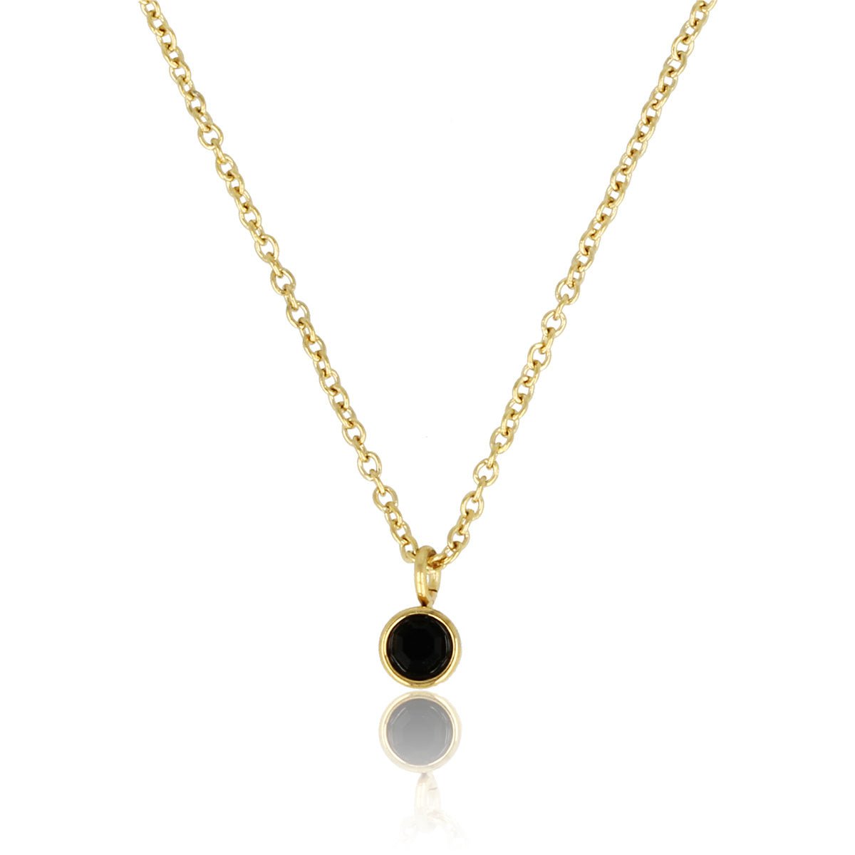 Gouden Ketting met Zwart Zirkonia Steentje - Verkleurt Niet - My Bendel