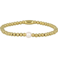 Gouden Kralenarmband met Roze Parel - Energie & Geluk