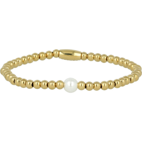 Gouden kralenarmband met witte parel - Elegant sieraad - My Bendel
