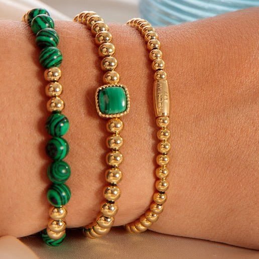 Schmuckset Malachit - goldfarben