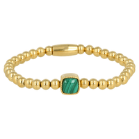 Gouden Malachite Armband - Luxe Elastische Damesarmband