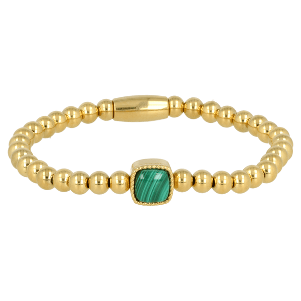 Gouden Malachite Armband - Luxe Elastische Damesarmband - My Bendel