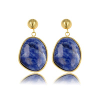 Gouden Oorbel met Lapis Lazuli Ronde Hanger