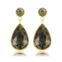 Gouden Oorbel met Moss Agate Druppel Hanger - My Bendel