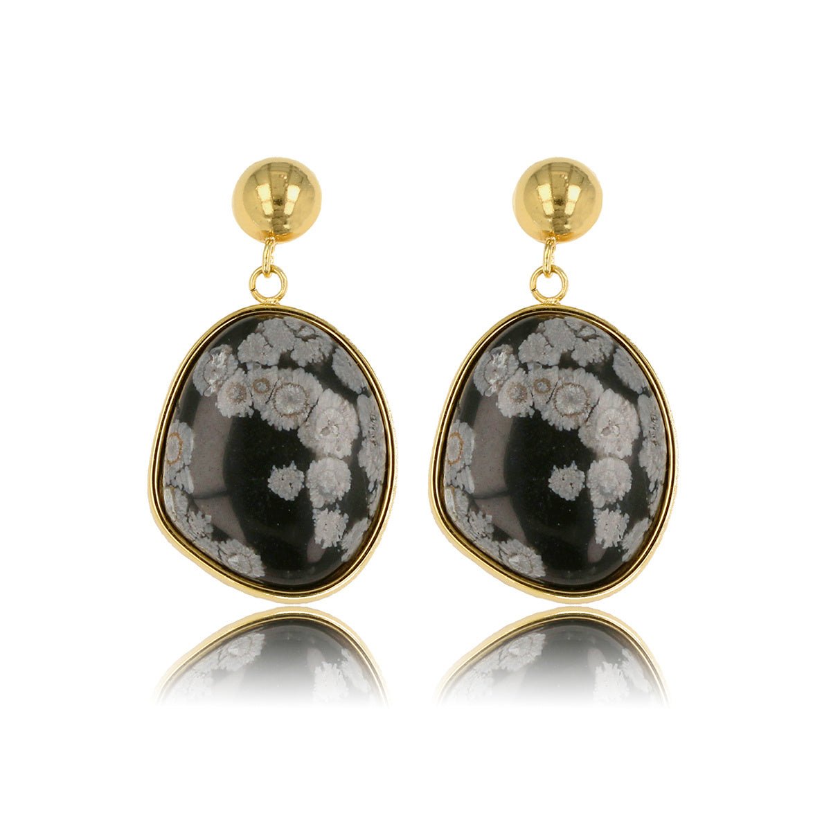 Gouden Oorbel met Unieke Snowflake Edelsteen - My Bendel