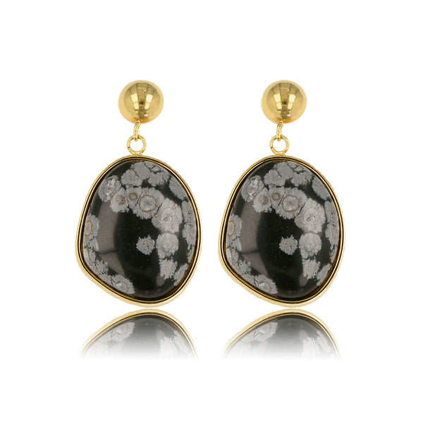 Gouden Oorbel met Unieke Snowflake Edelsteen - My Bendel