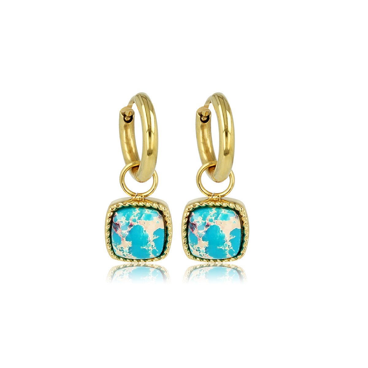 Gouden Oorbellen met Imperial Jasper Edelsteen Hanger - My Bendel