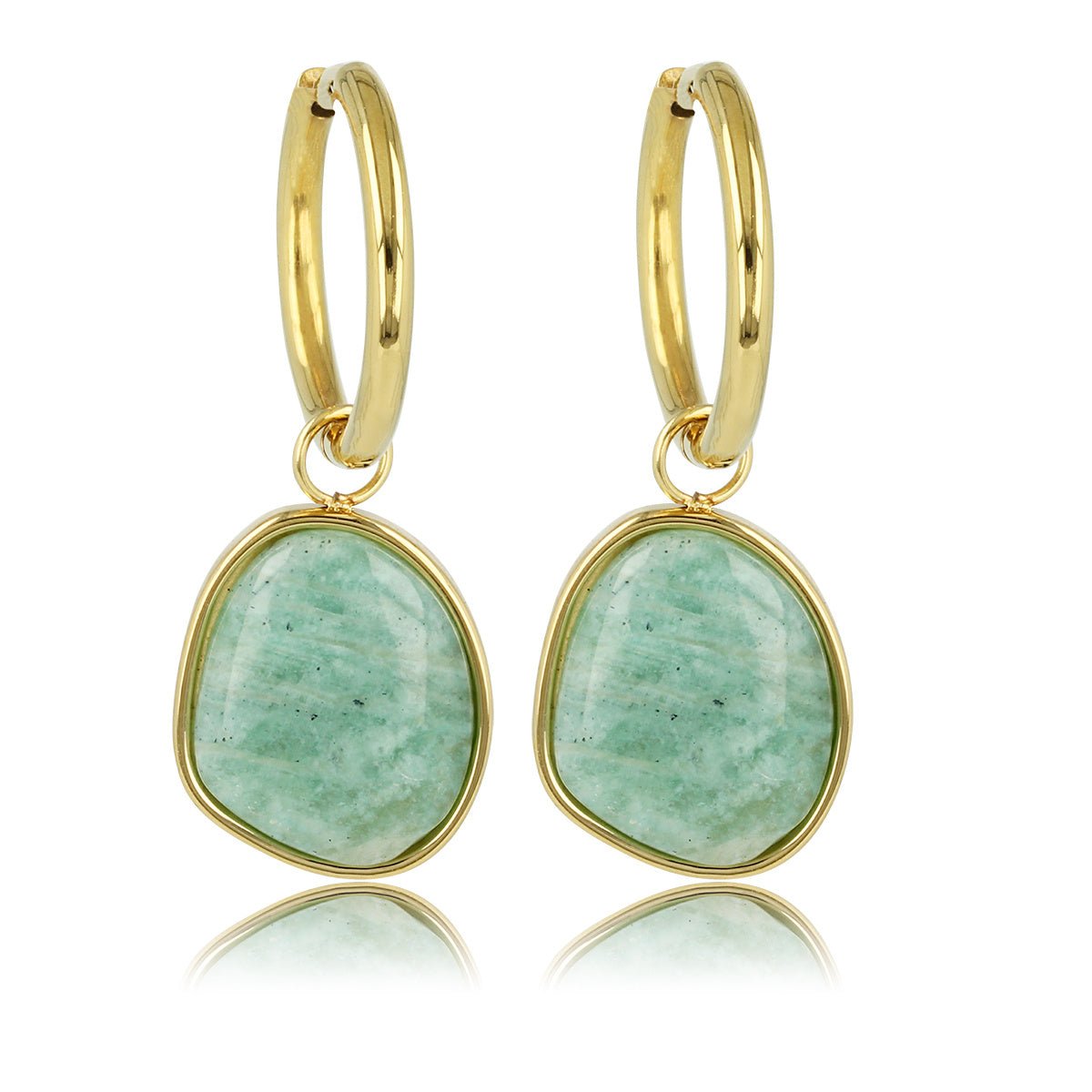 Gouden Oorring met Creatieve Amazonite Hanger - My Bendel