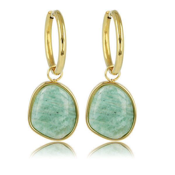 Gouden Oorring met Creatieve Amazonite Hanger - My Bendel