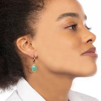 Gouden Oorring met Creatieve Amazonite Hanger - My Bendel