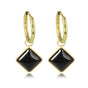 Gouden Oorring met Onyx Ruit Hanger - My Bendel