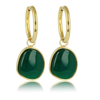 Gouden Oorring met Unieke Green Agate Hanger