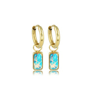 Gouden Oorringen met Blue Howlite Elegantie