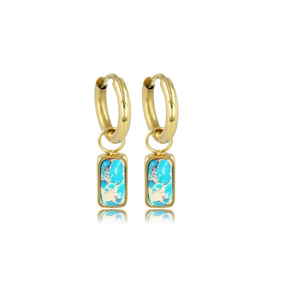 Gouden Oorringen met Blue Howlite Elegantie - My Bendel