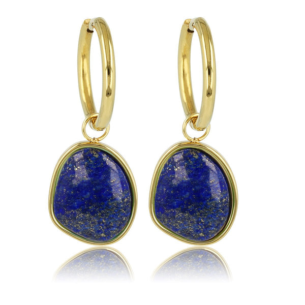 Gouden Oorringen met prachtige Lapis Lazuli 36mm - My Bendel