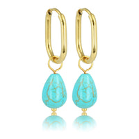 Gouden Ovalen Oorringen met Blue Howlite Hanger