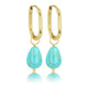 Gouden Ovalen Oorringen met Blue Howlite Hanger - My Bendel
