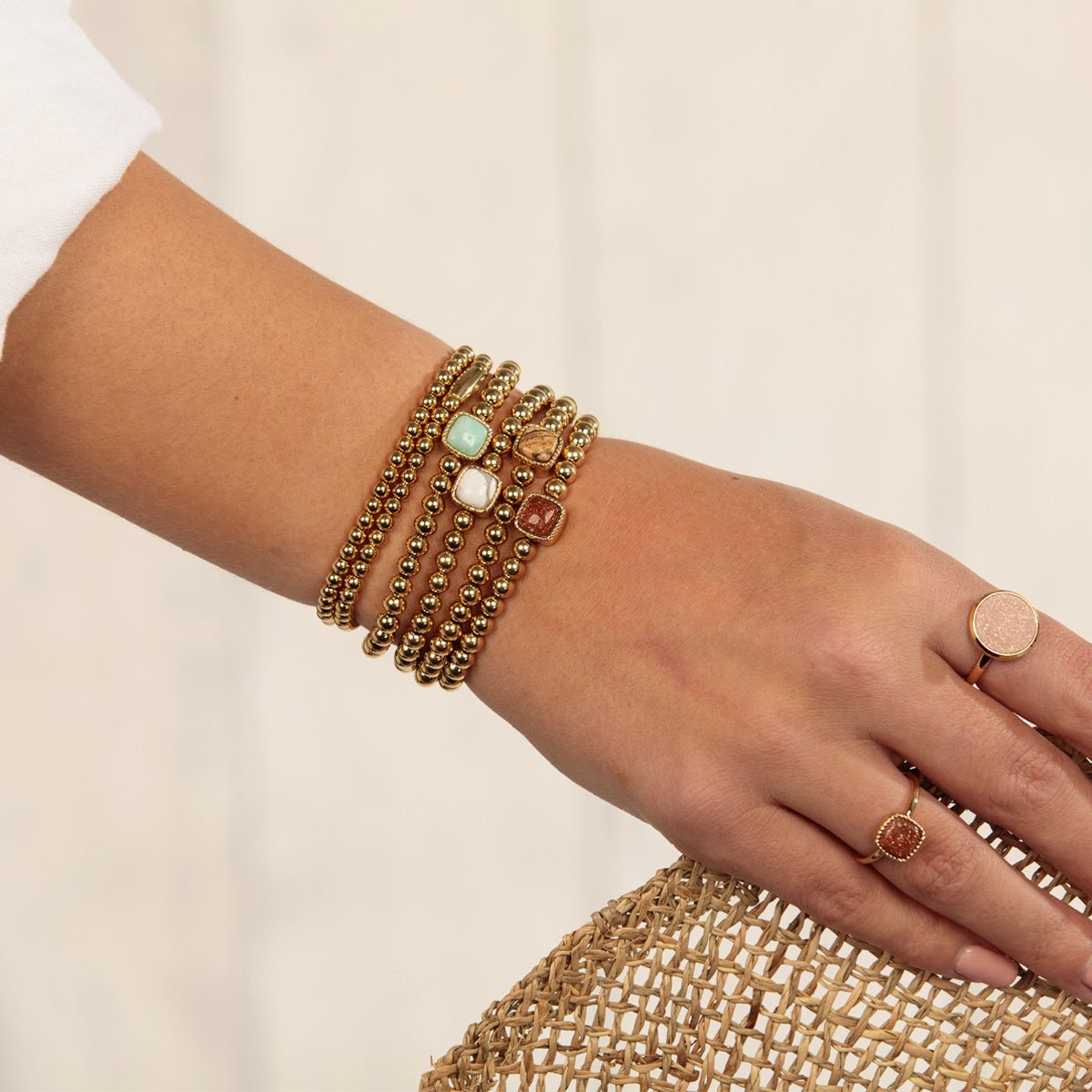 Gouden ring - Gold Sandstone edelsteen - kracht en energie - My Bendel