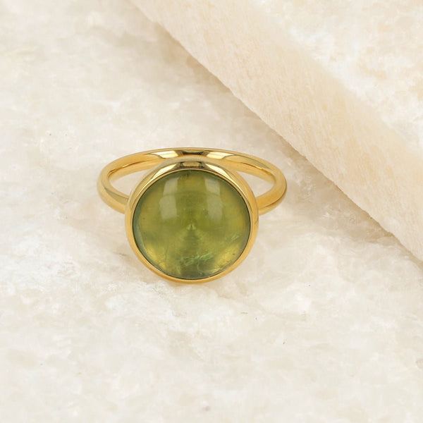 Gouden ring - groene Fluorite - zelfvertrouwen & focus - My Bendel