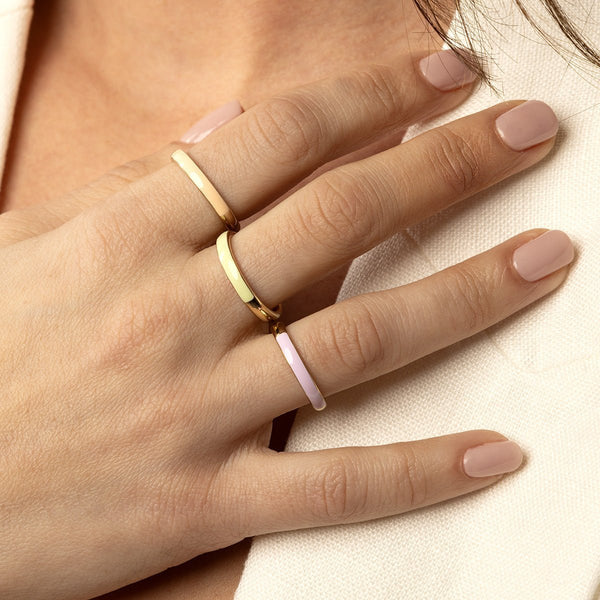 Gouden ring - half epoxy groen - 3mm breed - stijlvol accessoire - My Bendel