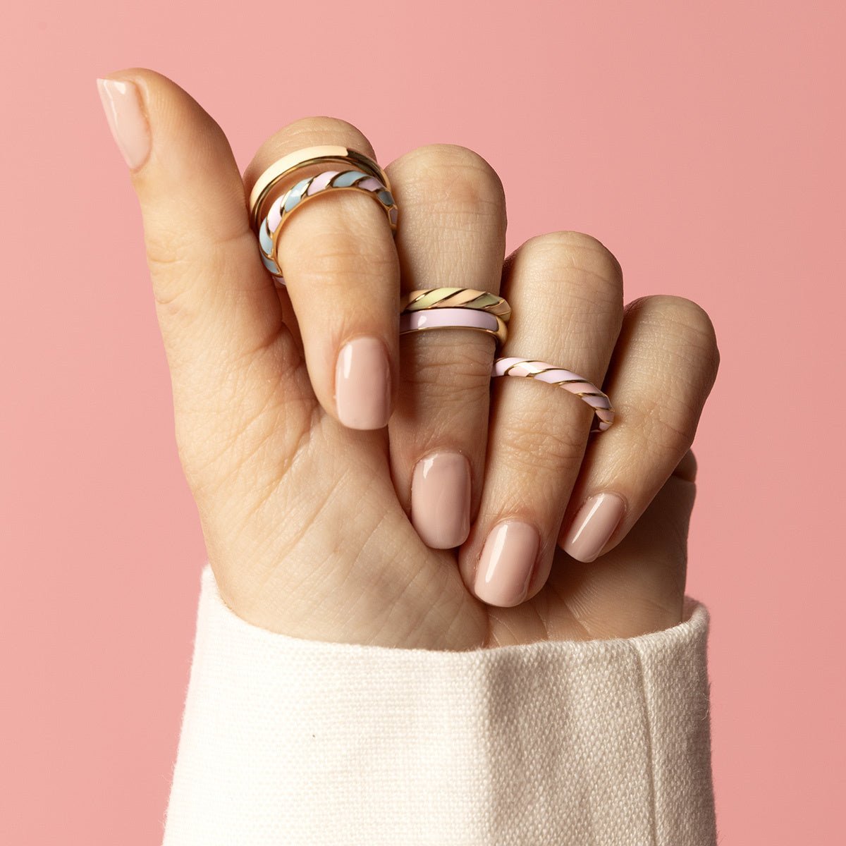 Gouden ring - half epoxy oranje - 3mm breed - stijlvol - My Bendel