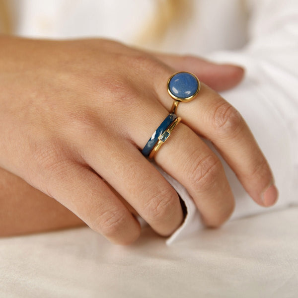 Gouden ring - lapis lazuli edelsteen - 14K gold plated - My Bendel