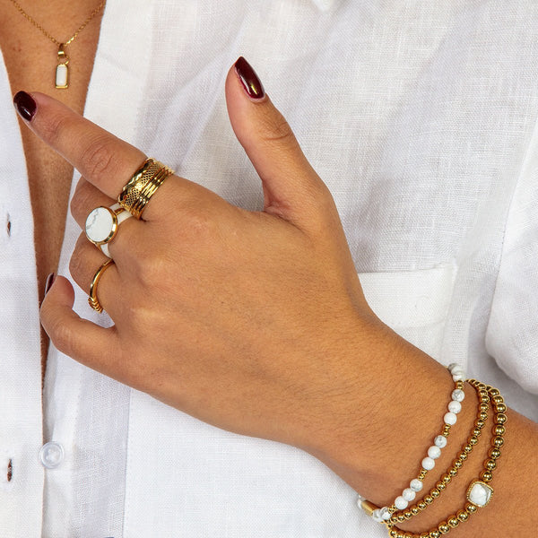 Gouden ring - marmeren edelsteen - uniek sieraad - My Bendel