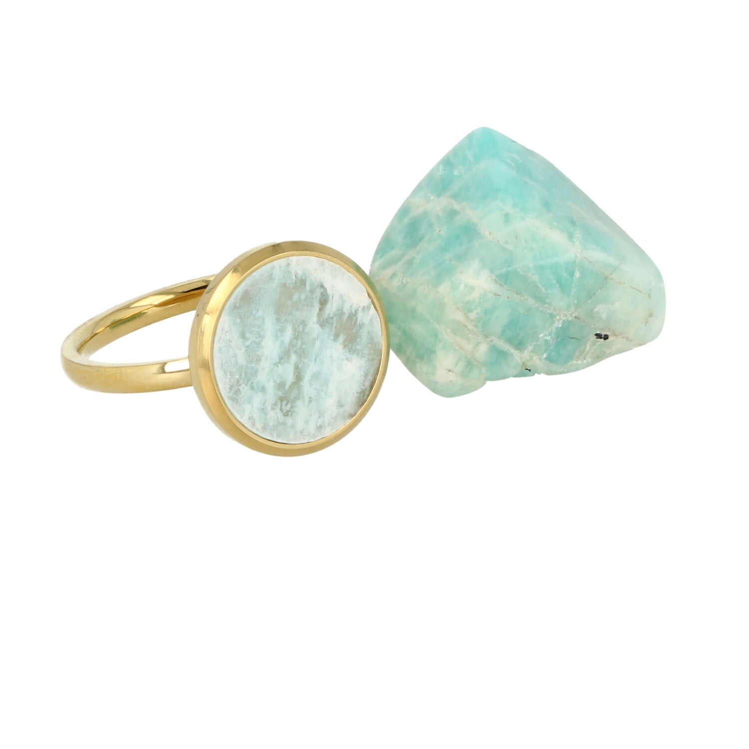 Gouden ring met Amazonite - inclusief losse edelsteen - My Bendel