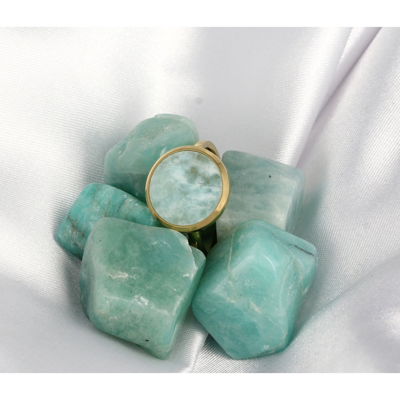 Gouden ring met Amazonite - inclusief losse edelsteen - My Bendel