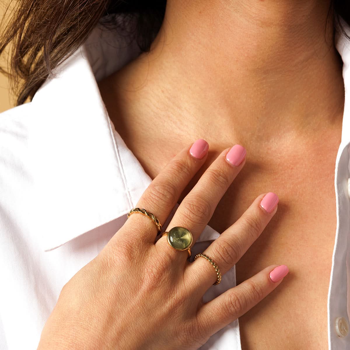 Gouden ring met bolletjes - hypoallergeen Stainless steel - My Bendel