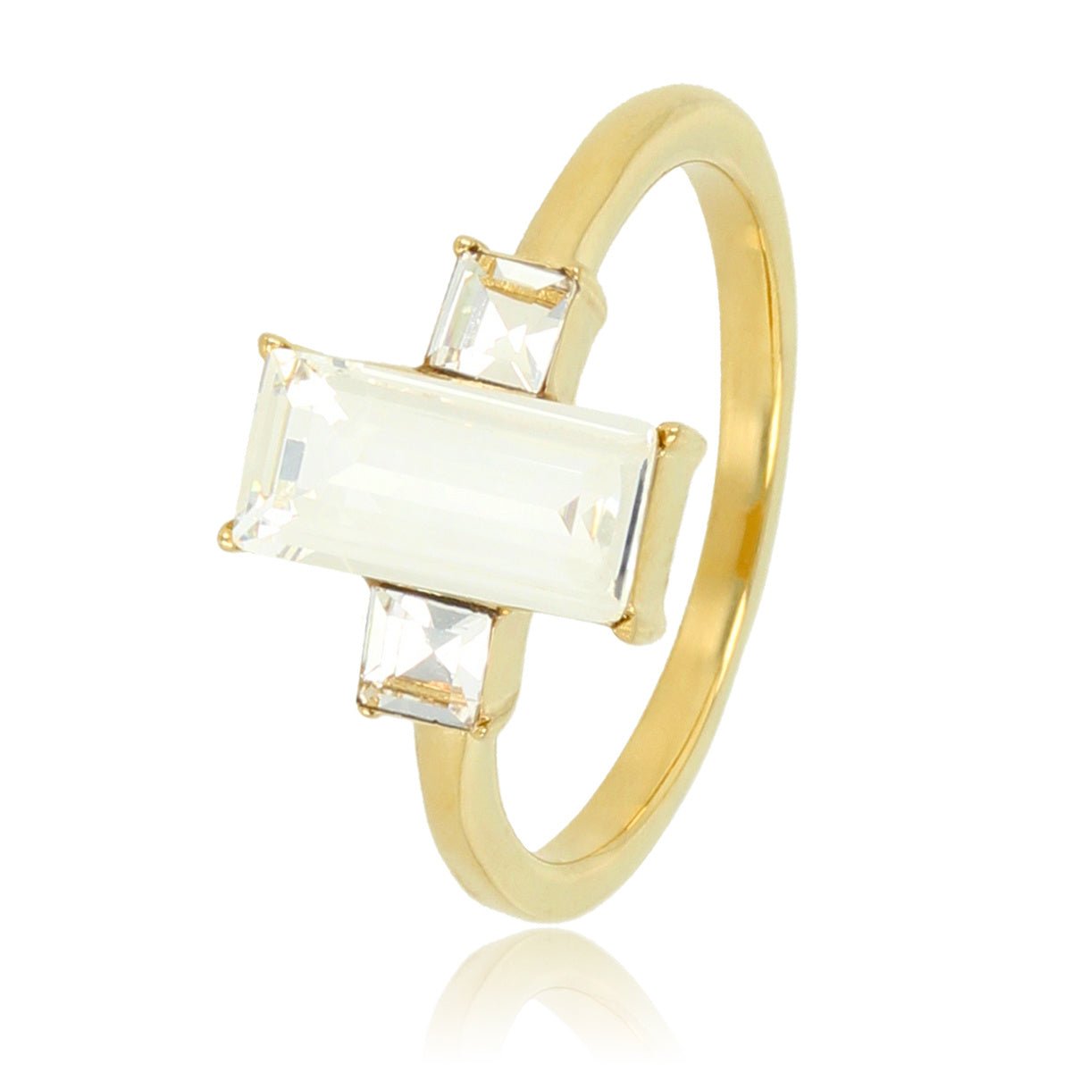 Gouden ring met quartz en zirkonia - 14K goldplating - My Bendel