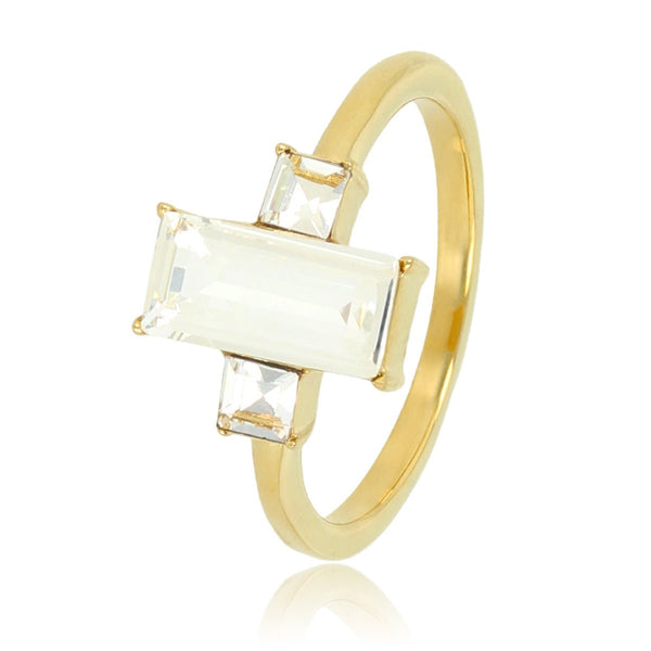 Gouden ring met quartz en zirkonia - 14K goldplating - My Bendel